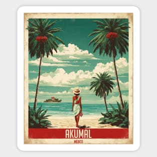 Akumal Riviera Maya Mexico Vintage Tourism Travel Sticker